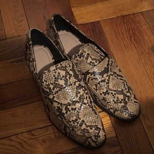 Zara Black and Tan Snakeskin Loafers
